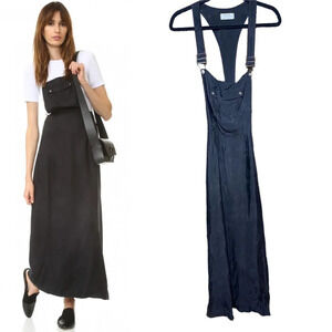 FRAME Le Cupro Overall Maxi Dress Noir Black‎ Size Small